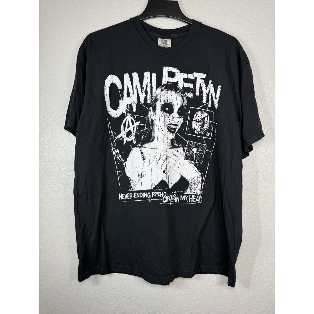 Cami Petyn Overkill Black T-Shirt Women XL Never-Ending Psycho Circus in My Head